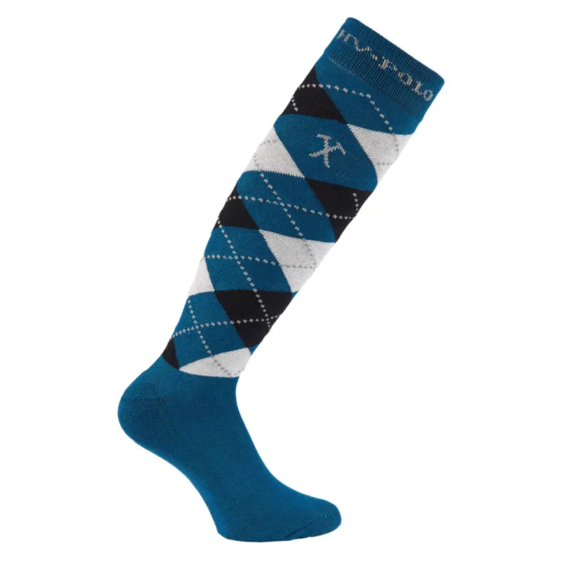 HV Polo Argylein Socks - Petrol/Black/Silvergrey melang
